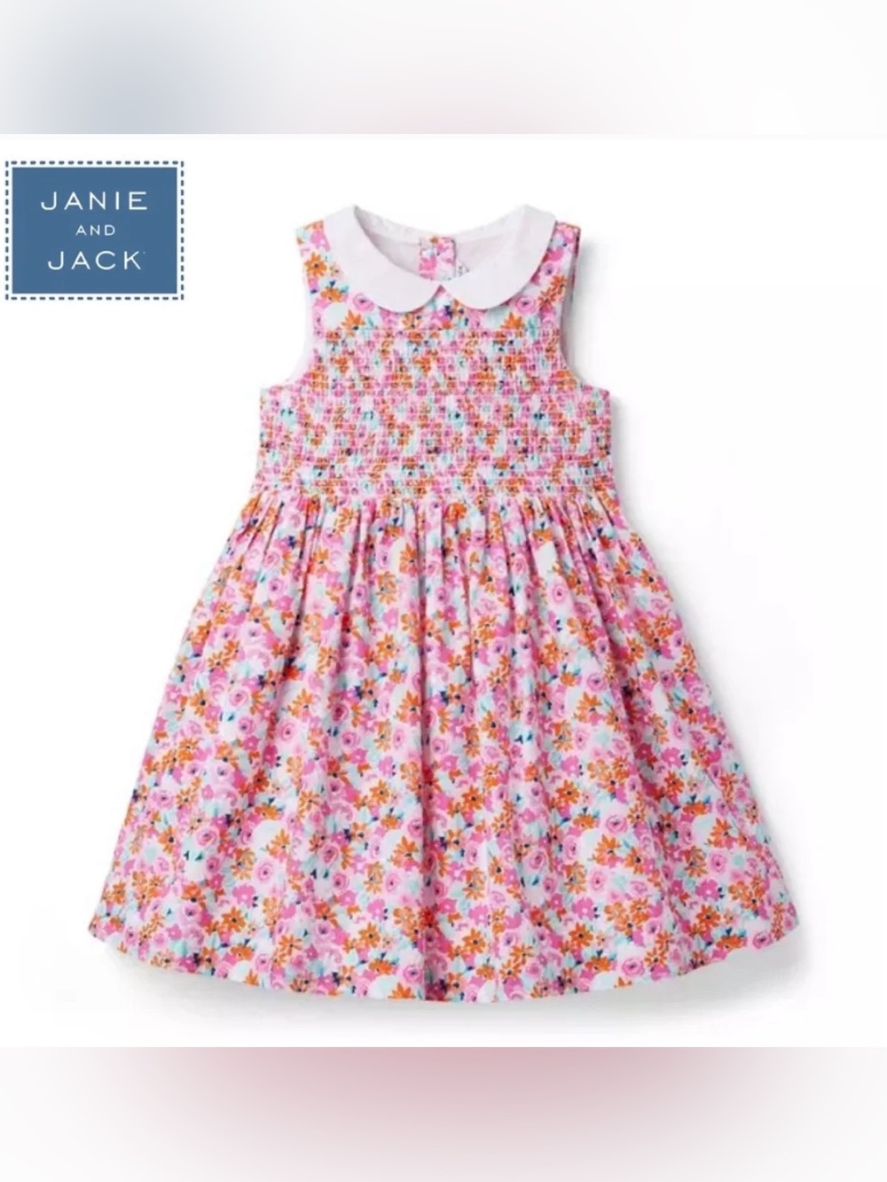 Janie and Jack Girls The Charlotte Ditsy Floral Smocked Sundress Size 8